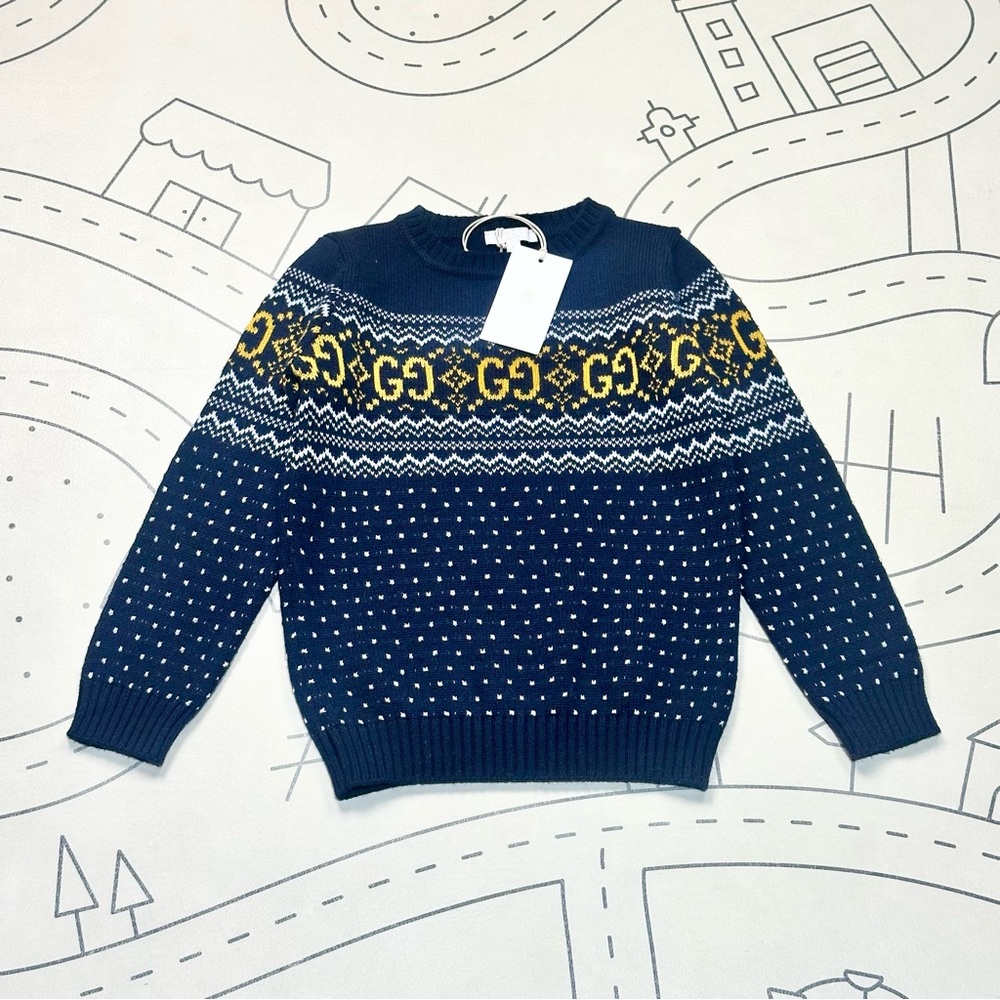 Gucci Navy and Yellow Crewneck Sweater